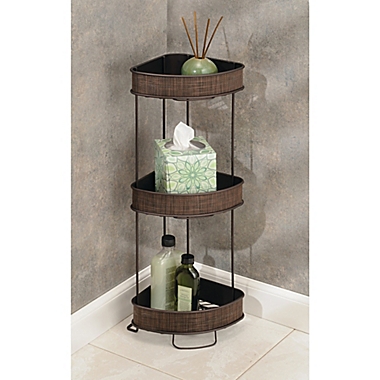 iDesign&reg; Twillo 3-Tier Standing Corner Storage Shelf in Bronze. View a larger version of this product image.