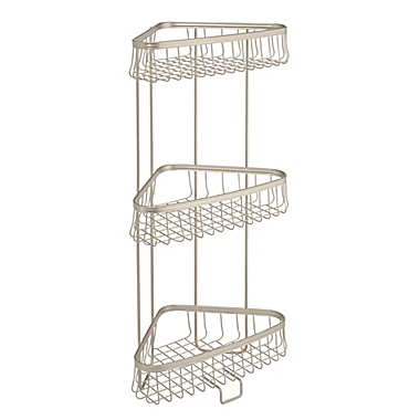 iDesign&reg; York Lyra 3-Tier Corner Storage Shelf in Satin. View a larger version of this product image.