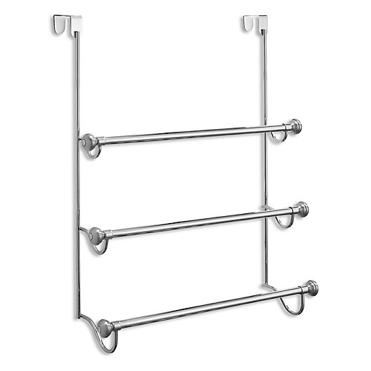 Alternate image 1 for iDesign® York 3-Tier Over-the-Door Towel Rack in Brushed Stainless Steel