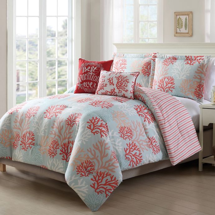 Coral Breeze 5 Piece Comforter Set In Aqua Bed Bath Beyond