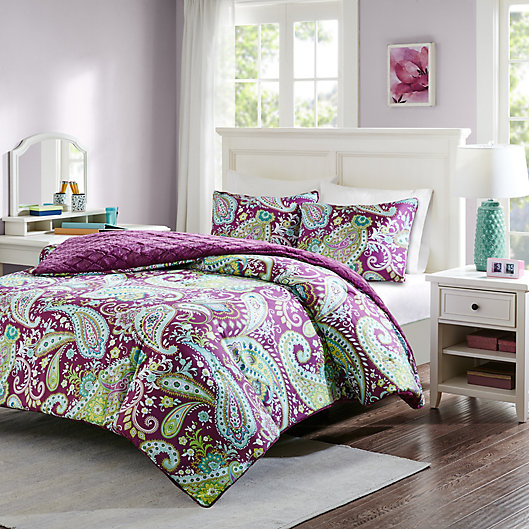 Alternate image 1 for Intelligent Design Melissa 3-Piece King Comforter Set in Purple