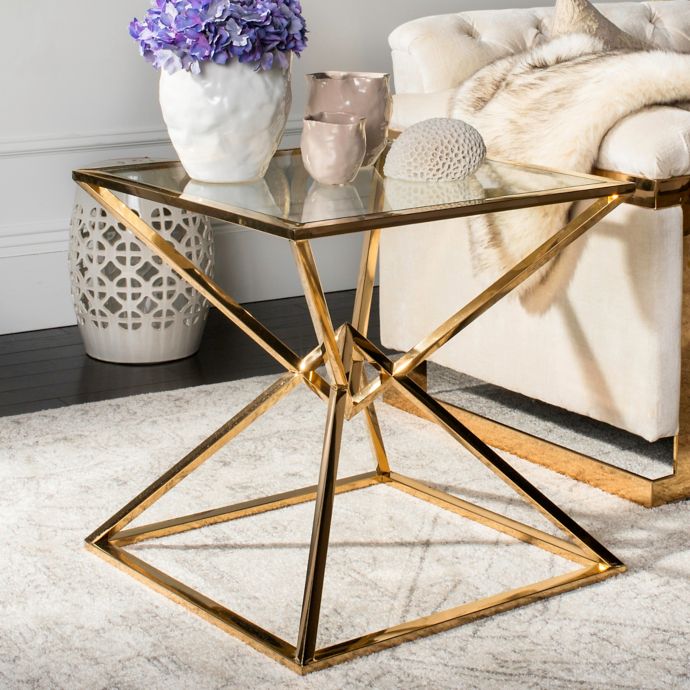 Safavieh Couture Fiorella End Table in Gold | Bed Bath & Beyond