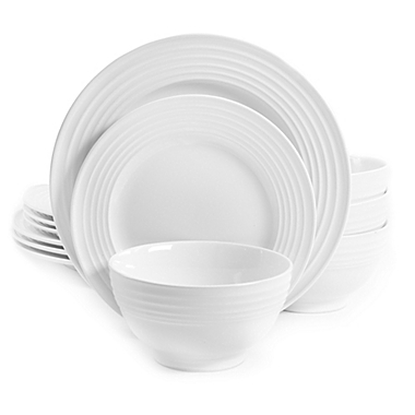 Gibson Home Plaza Café 12-Piece Dinnerware Set in White. View a larger version of this product image.