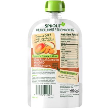 Sprout&reg; 4 oz. Stage 2 Organic Baby Food in Carrot, Apple and Mango. View a larger version of this product image.
