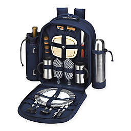 Picnic At Ascot™ Bold Picnic and Coffee Backpack with Service For 2 in Navy/White