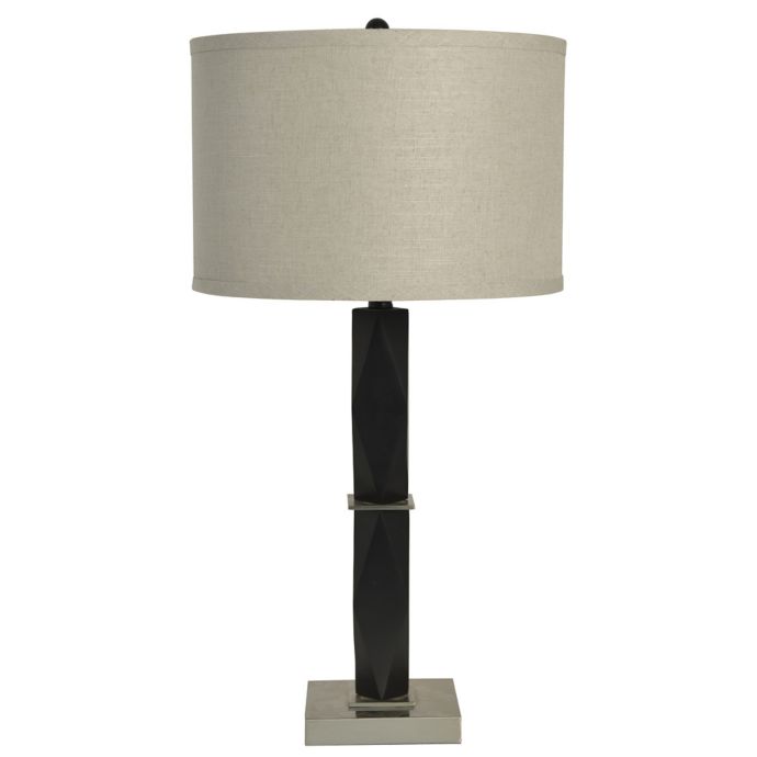 Square Table Lamp in Black with Fabric Shade | Bed Bath ...