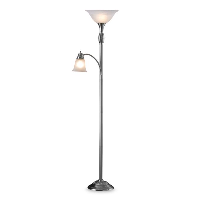 Hudson Reader Brushed Steel Torchiere Floor Lamp With CFL Bulb | Bed Bath and Beyond Canada