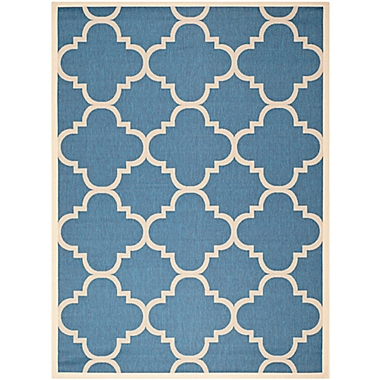 Safavieh Courtyard Quatrefoil 8&#39; x 11&#39; Indoor/Outdoor Area Rug in Blue. View a larger version of this product image.