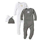 Alternate image 0 for Burt&#39;s Bees Baby&reg; Size 3M 2-Pack Footie Pajama with Hat in Grey