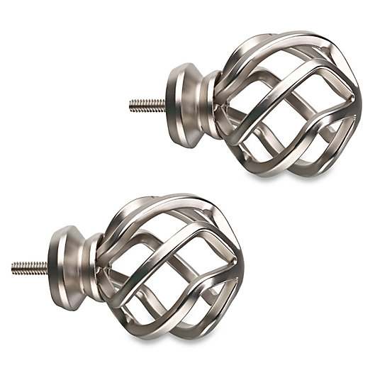 Alternate image 1 for Cambria® Premier Complete Birdcage Finials in Brushed Nickel (Set of 2)