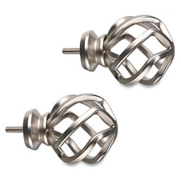 Cambria® Premier Complete Birdcage Finials in Brushed Nickel (Set of 2)
