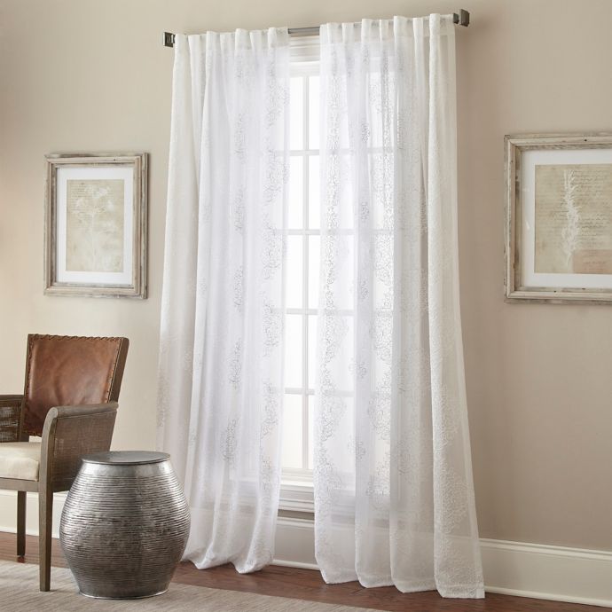 Talia Rod Pocket Back Tab Sheer Window Curtain Panel In White