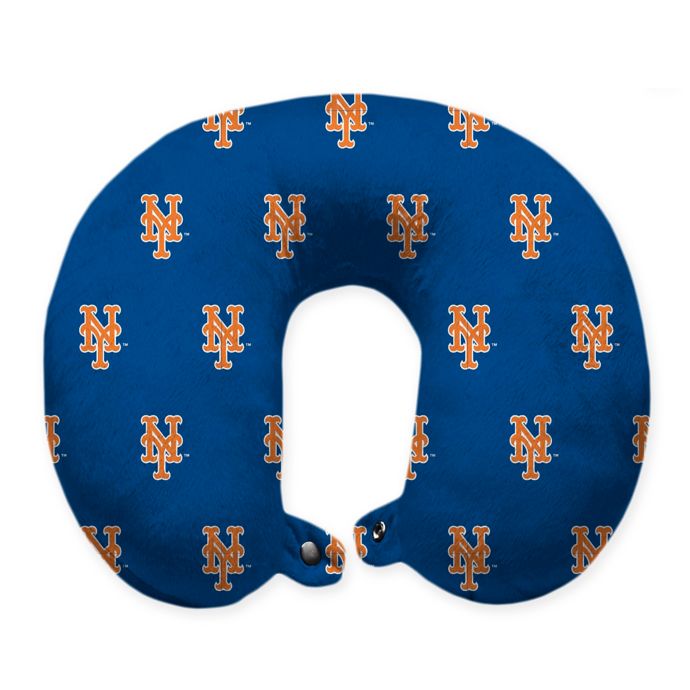 Mlb Ny Mets Plush Microfiber Travel Pillow With Snap Closure Bed