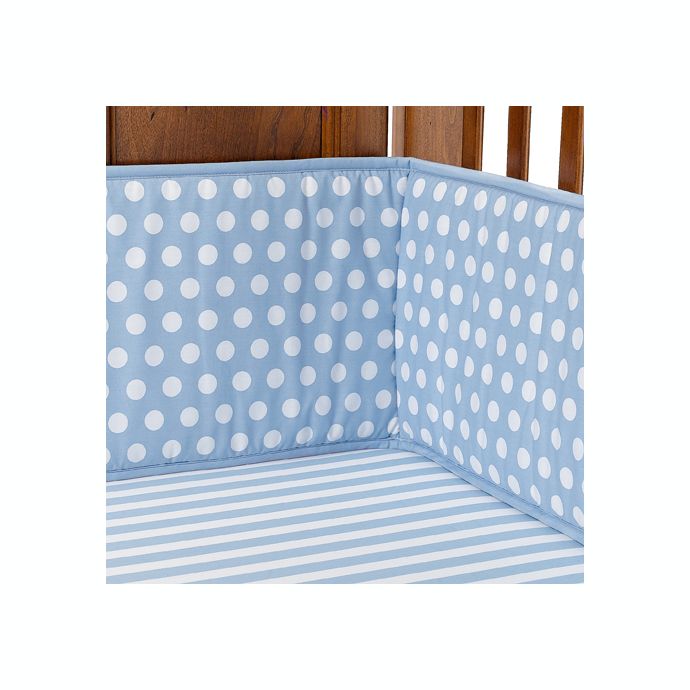 Tadpoles Blue Polka Dots And Stripes Crib Bumper 100 Cotton