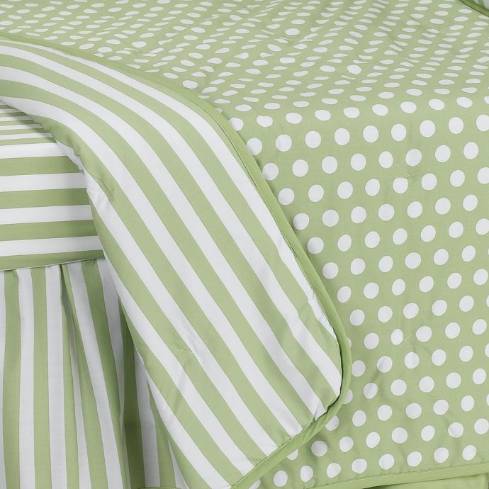 Tadpoles Green Polka Dots And Stripes Crib Coverlet 100 Cotton