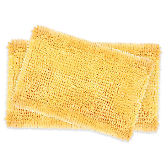 Alternate image 1 for Laura Ashley® Butter Chenille Bath Rugs in Yellow (Set of 2)