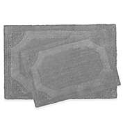 Laura Ashley Reversible Bath Rugs in Charcoal (Set of 2)