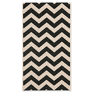 Safavieh Courtyard 2&#39;7 x 5&#39; Thick Chevron Indoor/Outdoor Area Rug in Black. View a larger version of this product image.