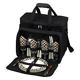 Picnic at Ascot Deluxe Picnic Cooler for 4 in Black