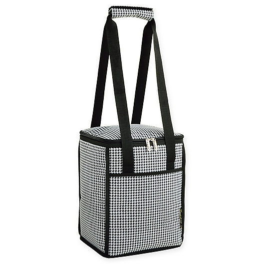 Alternate image 1 for Picnic at Ascot Houndstooth 24-Can Collapsible Cooler Tote in Black/White