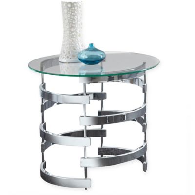 Benzara BM154564 Halley End Table Yellow Glass/Chrome 