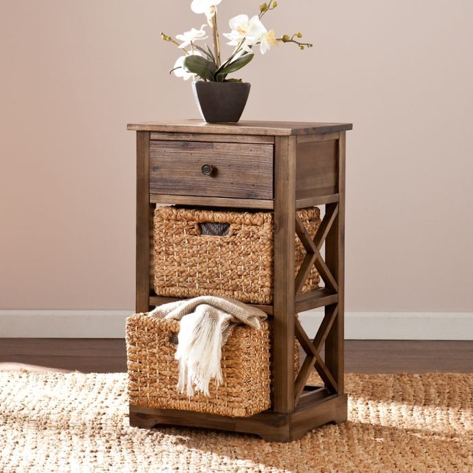 Southern Enterprises Jayton 2 Basket Storage Tower In Antique Brown Bed Bath Beyond