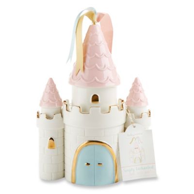 Baby Aspen Simply Enchanted Castle Ceramic Bank in White/Pink