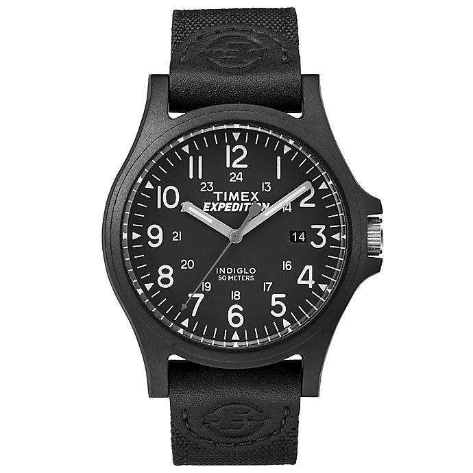 Timex® Expedition® Men's 40mm Acadia Watch in Black Resin with Black Nylon Strap | Bed Bath & Beyond