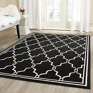 Safavieh Amherst Quake 4-Foot x 6-Foot Indoor/Outdoor Area Rug in Anthracite/Ivory. View a larger version of this product image.