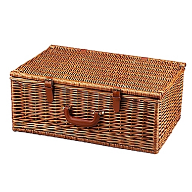 Co Picnic at Ascot Dorset English-Style Willow Picnic Basket with Service for 4 