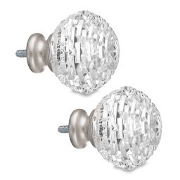 Cambria® Classic Complete Fractured Facets Finial in Brushed Nickel (Set of 2)