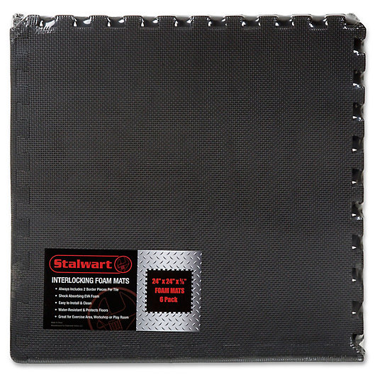 Alternate image 1 for 6-Piece Interlocking Foam Floor Mat in Black
