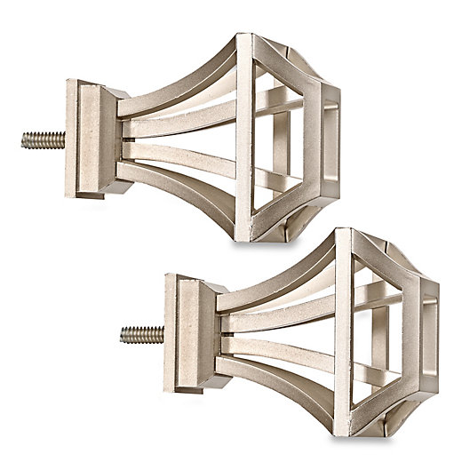 Alternate image 1 for Cambria® Premier Complete Square Birdcage Finials in Brushed Nickel (Set of 2)
