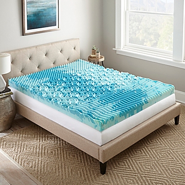 Henredon 4-Inch GelLux Gel Memory Foam Mattress Topper in Blue. View a larger version of this product image.