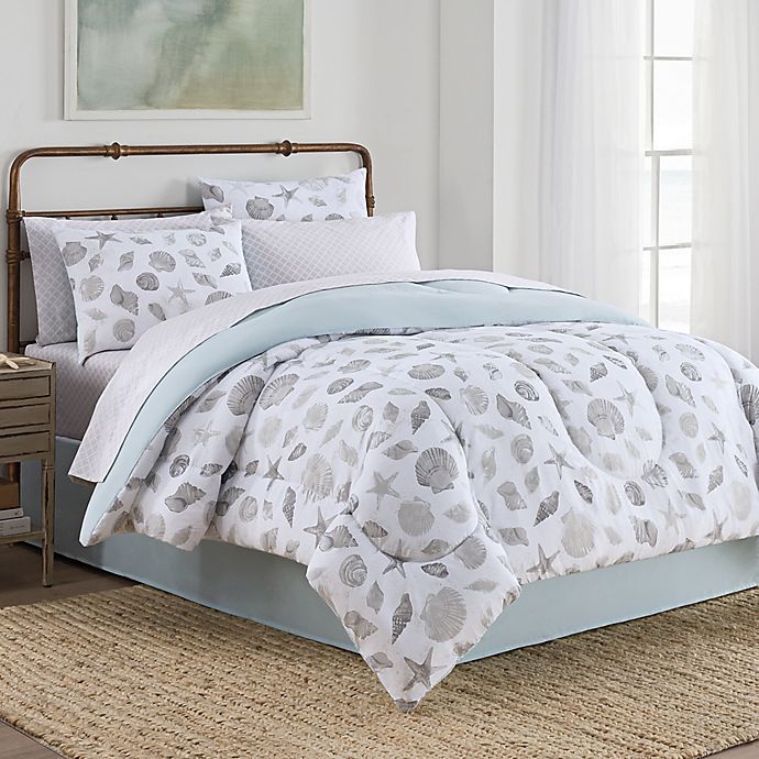 Seashells 8 Piece Comforter Set In Grey Aqua Bed Bath Beyond