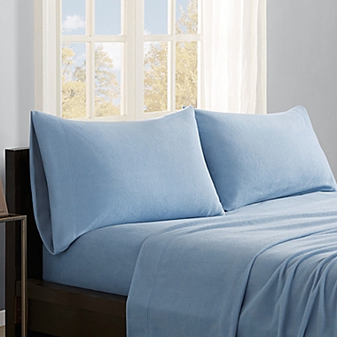True North by Sleep Philosophy Solid Microfleece Queen Sheet Set in Blue. View a larger version of this product image.