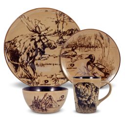 Moose Dinnerware 4 Piece Place Setting Moose Decor Cabin Decor