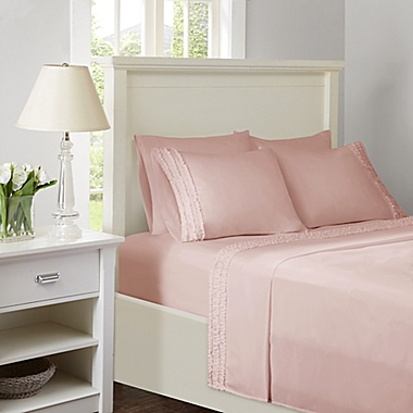 Intelligent Design Ruffled Extra Deep Pocket King Sheet Set in Pink. View a larger version of this product image.