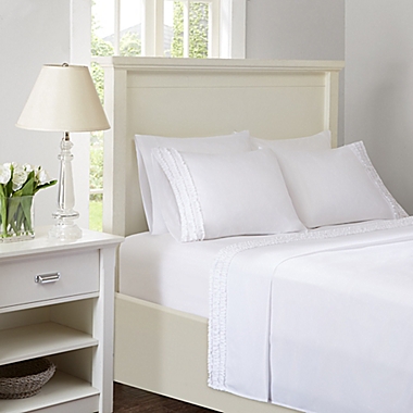 Intelligent Design Ruffled Extra Deep Pocket Full Sheet Set in White. View a larger version of this product image.