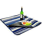 Picnic at Ascot Waterproof Outdoor Picnic Blanket in Blue Stripe