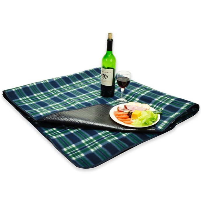 Picnic at Ascot Waterproof Outdoor Picnic Blanket in Green Plaid | Bed