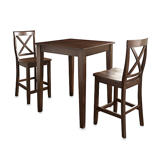 Alternate image 1 for Crosley Pub Dining Set with X-Back Stools and Tapered Legs (3-Piece Set)