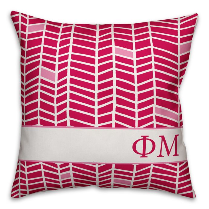 Designs Direct Phi Mu Chevron 18 Inch Square Throw Pillow In Pink