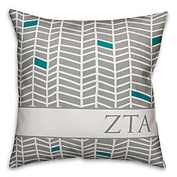 Designs Direct Sorority Zeta Tau Alpha Chevron Square Throw Pillow in Grey