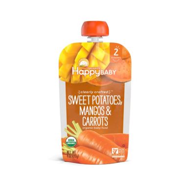 Happy Baby&trade; 4 oz. Stage 2 Organic Baby Food with Sweet Potatoes, Mangos, and Carrots. View a larger version of this product image.
