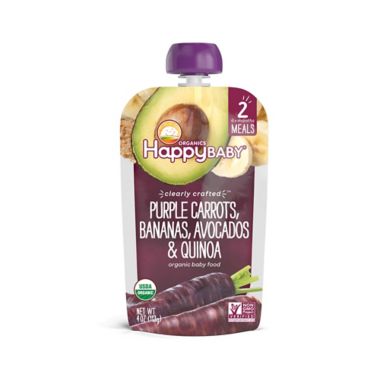 Happy Baby&trade; 4 oz. Stage 2 Organic Baby Food with Purple Carrots, Bananas, Avocados and Quinoa. View a larger version of this product image.