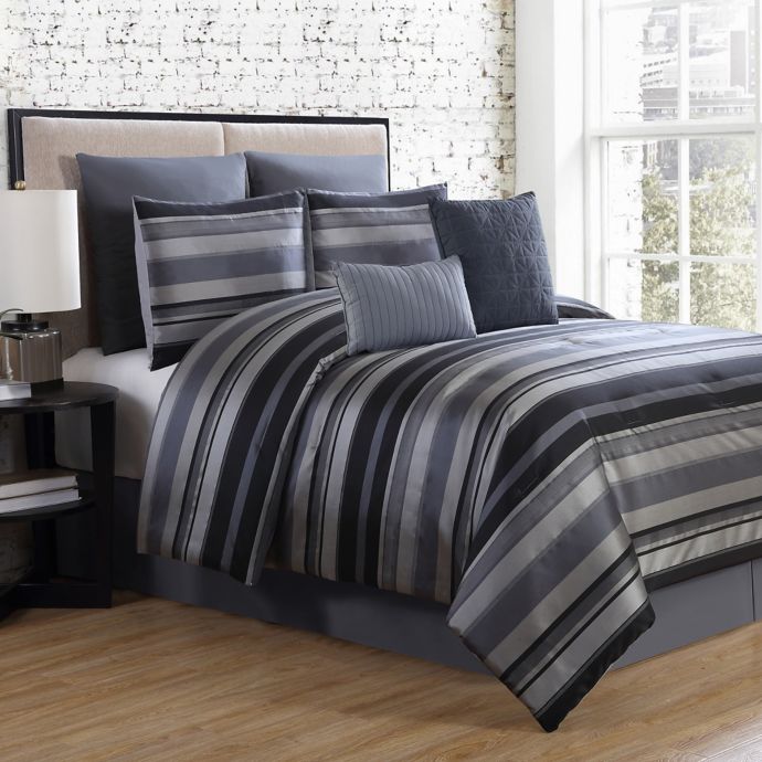 VCNY Madison Stripe 6Piece Comforter Set Bed Bath & Beyond
