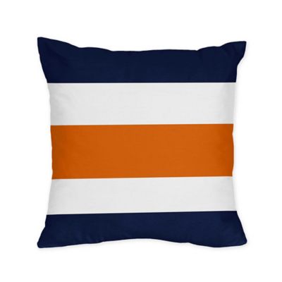 Sweet Jojo Designs Navy And Orange Stripe Throw Pillows Set Of 2