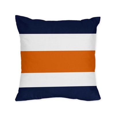 Sweet Jojo Designs Navy and Orange Stripe Throw Pillows (Set of 2)