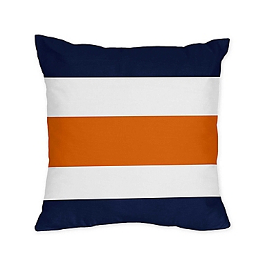 Sweet Jojo Designs Navy and Orange Stripe Throw Pillows (Set of 2). View a larger version of this product image.